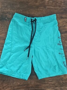 Salt Life Turquoise Swim Board Shorts with Black Drawstring